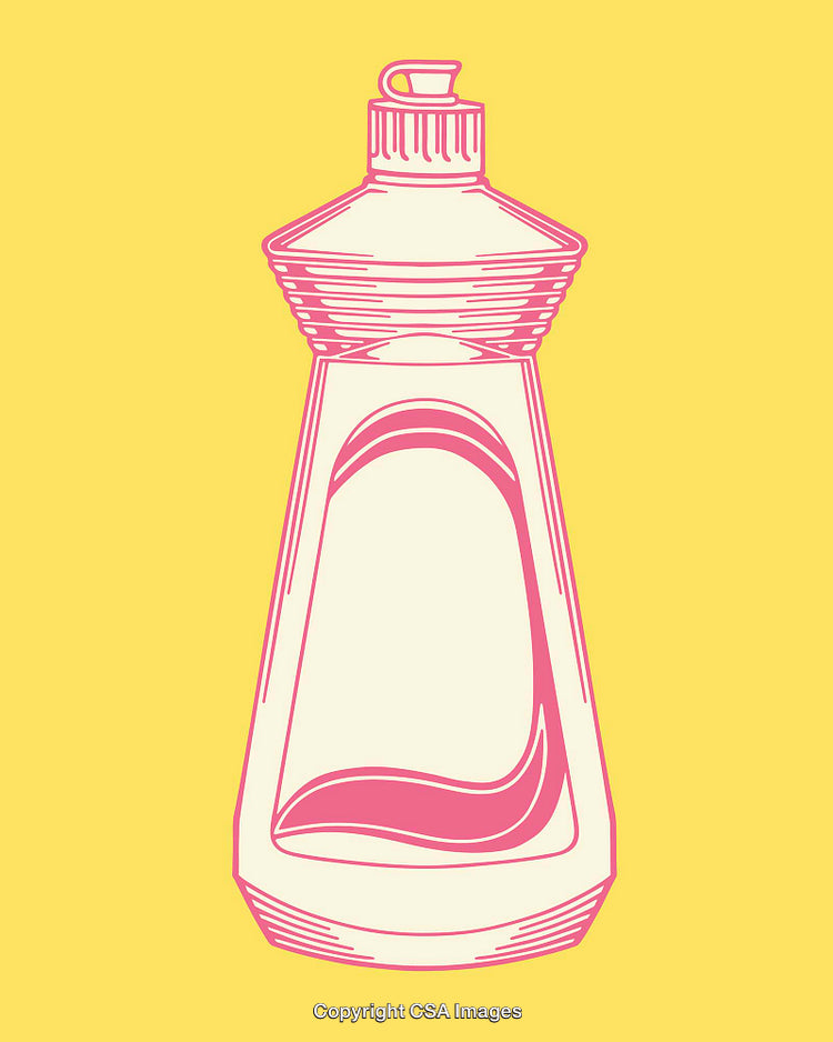 Minimalist Pink Bottle Illustration on Yellow Background