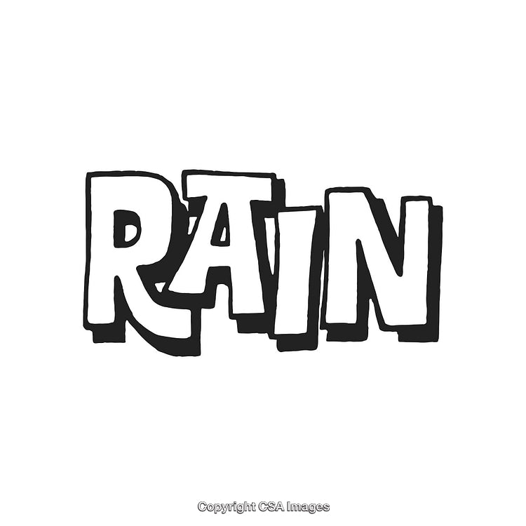 Hand-Drawn Bold Cartoon Text Illustration of the Word Rain