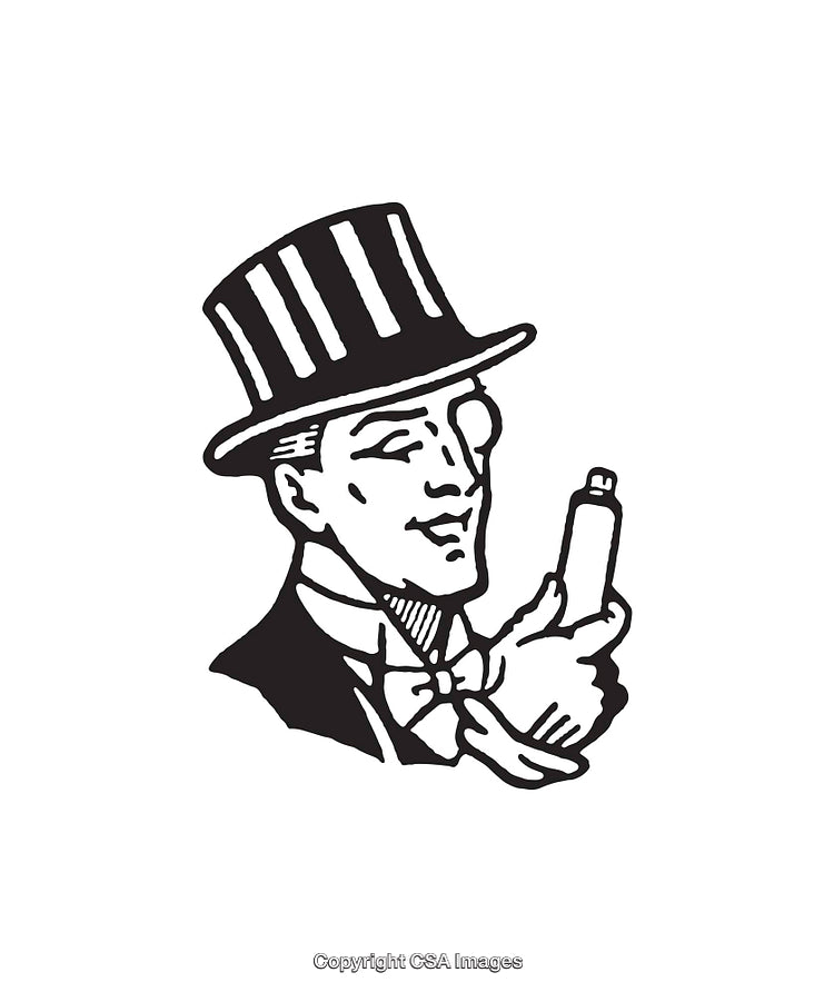 Vintage Illustration of a Gentleman Holding a Bottle with a Confident Pose