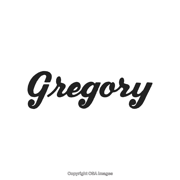 Stylish Handwritten Calligraphy of the Name Gregory in Black on White Background