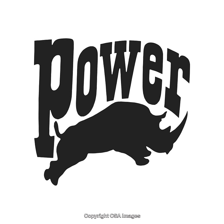 Silhouette of Rhino with Power Text in Bold Typography Design
