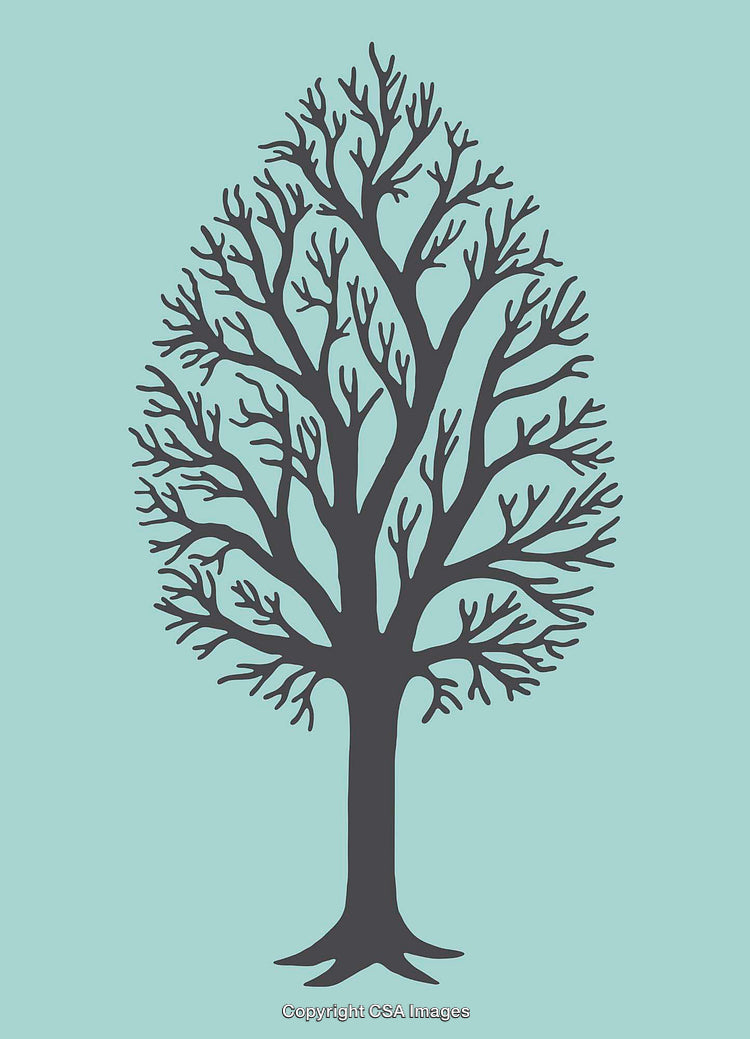 Simple Black Tree Silhouette Illustration on Light Blue Background