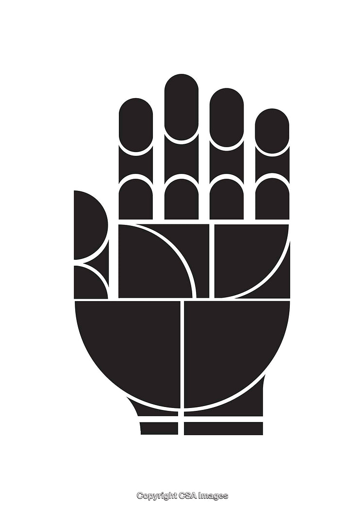 Abstract Black and White Geometric Hand Symbol Design Vector Art