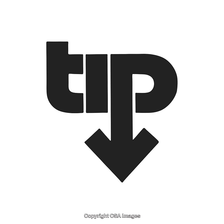 Creative Typography with 'Tip' and Downward Arrow Design Concept