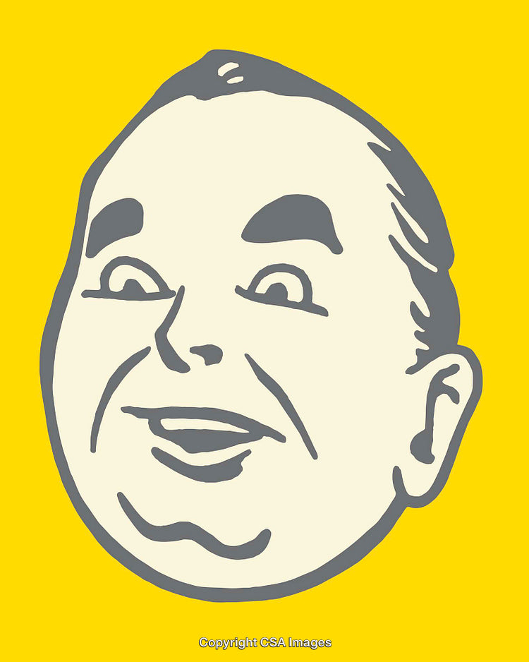 Retro Style Illustrative Head Portrait with Yellow Background