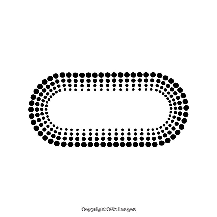 Abstract Black and White Elliptical Dot Border Design on White Background