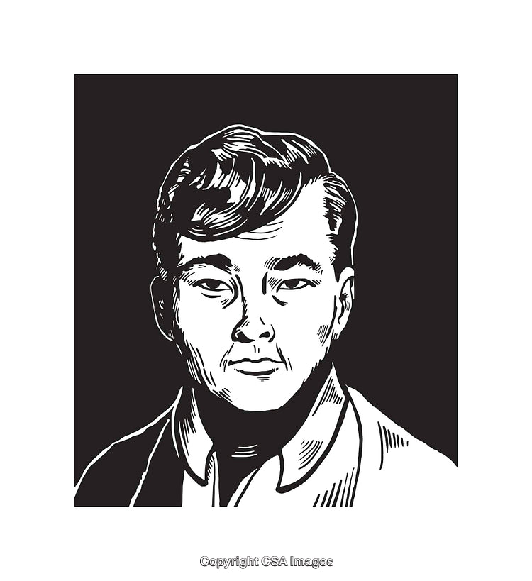 Black and White Line Drawing of a Man's Portrait