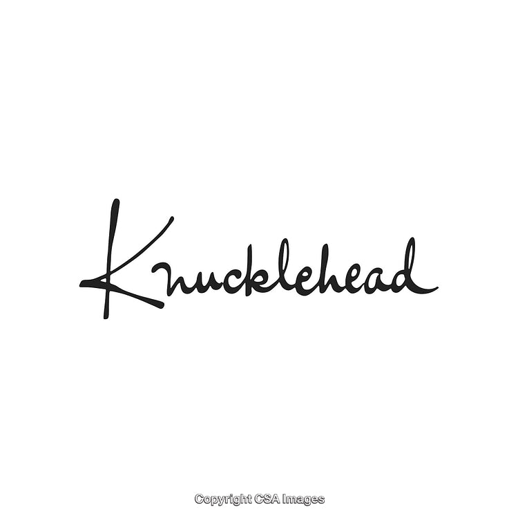 Knucklehead Handwritten Word in Black on a Minimalistic White Background