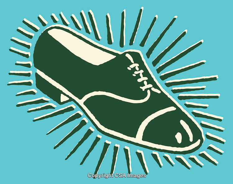 Vintage Line Art Illustration of a Stylish Leather Shoe with Radiant Accents