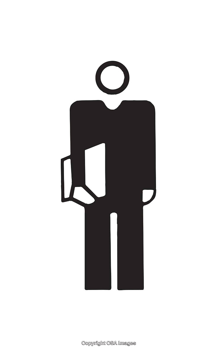 Black And White Icon of a Person Holding a Book or File