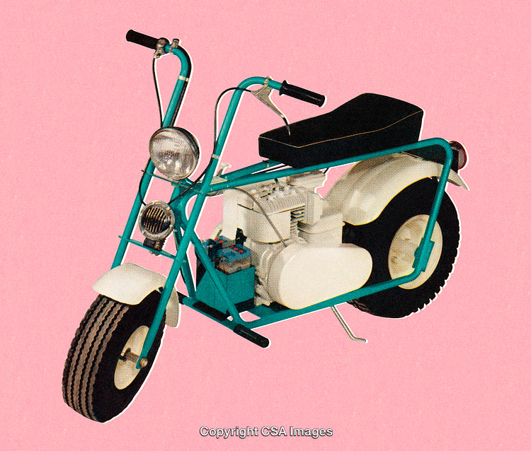 Retro Motorbike with Unique Design on a Vibrant Pink Background