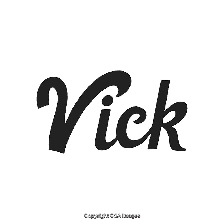 Elegant Handwritten Typeface Design Highlighting the Word 'Vick' in Black