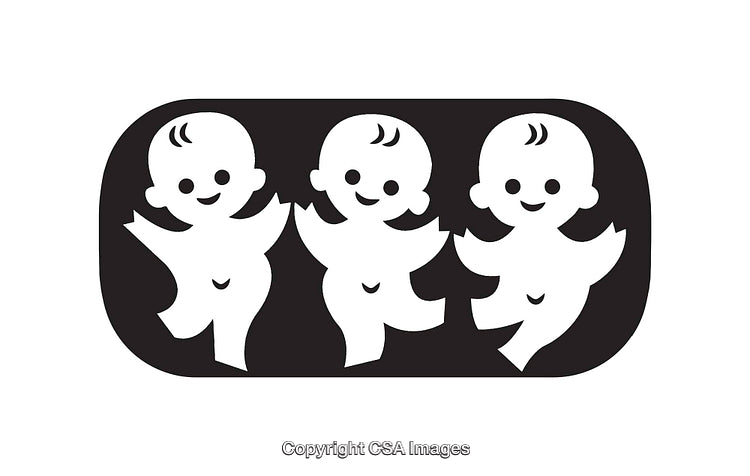 Black And White Artwork Featuring Three Happy Dancing Babies
