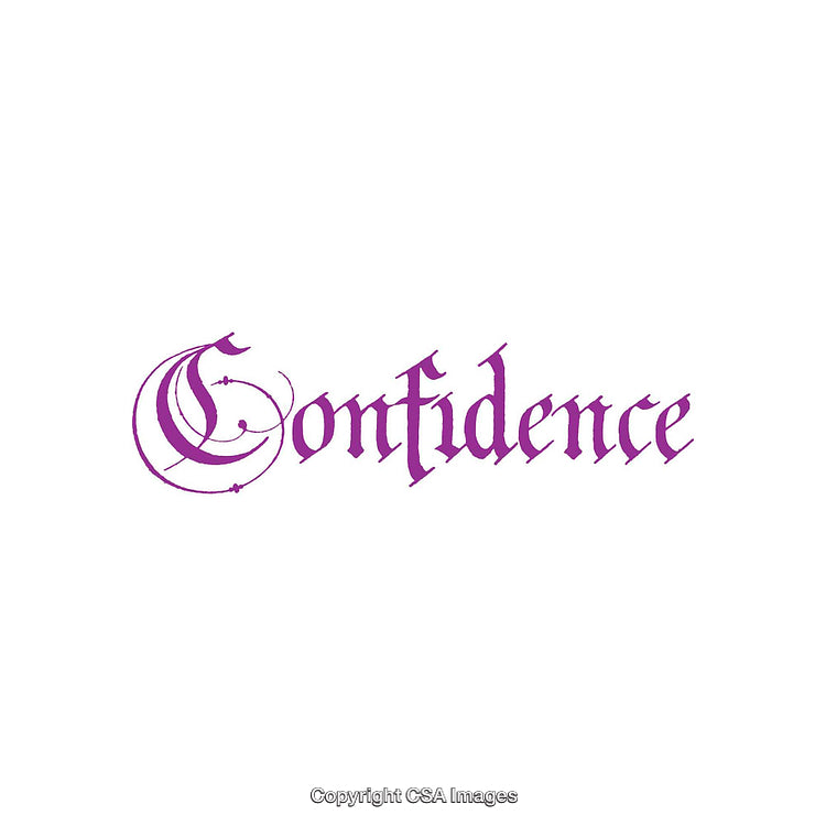 Ornate Calligraphic Design Featuring the Word Confidence in Purple Letters