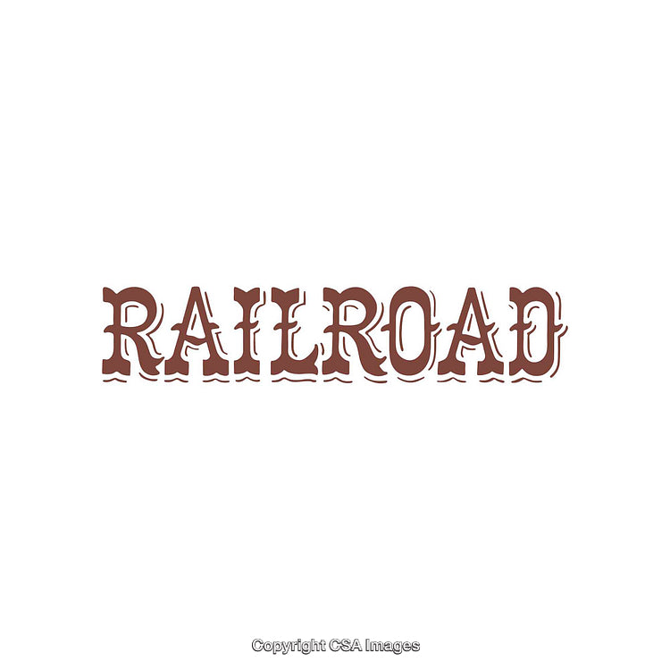 Vintage Stylized Word Art Displaying The Phrase Railroad in Brown Color