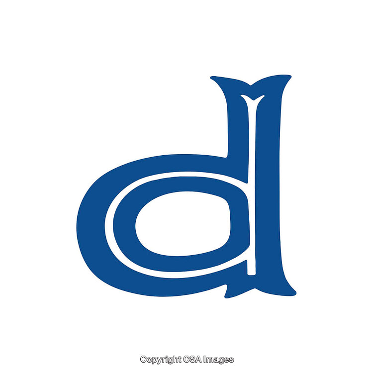 Stylized Blue Letter D On White Background With Elegant Design