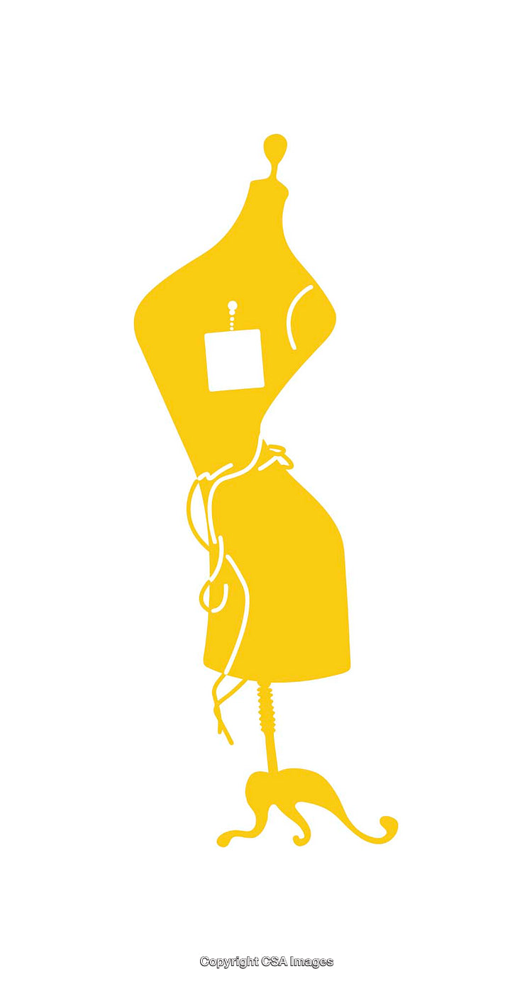 Stylized Yellow Icon Depicting a Tailoring Mannequin Silhouette
