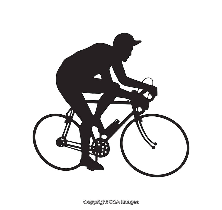 Silhouette of a Person Biking in Black and White Illustration