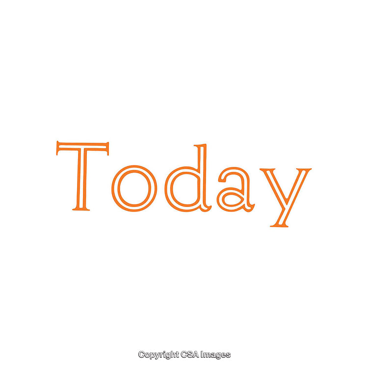 Simple Orange Text of the Word 'Today' on a White Background