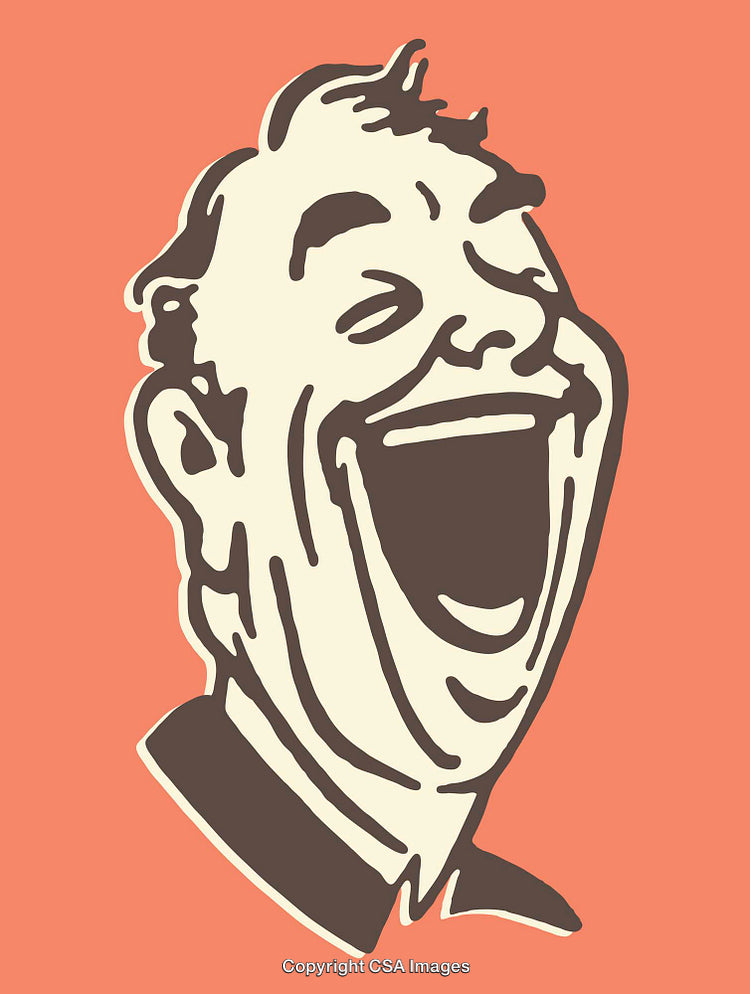 Retro Illustration of a Laughing Face in Bold Colors