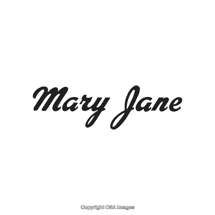 Elegant Script Displaying the 'Mary Jane' Text on White Background