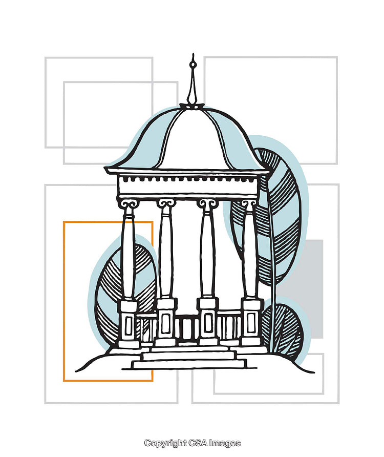 Illustrated Dome Pavilion with Artistic Geometric Background