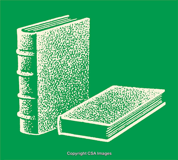 Engraved Design of Books in Retro Style with Green Background