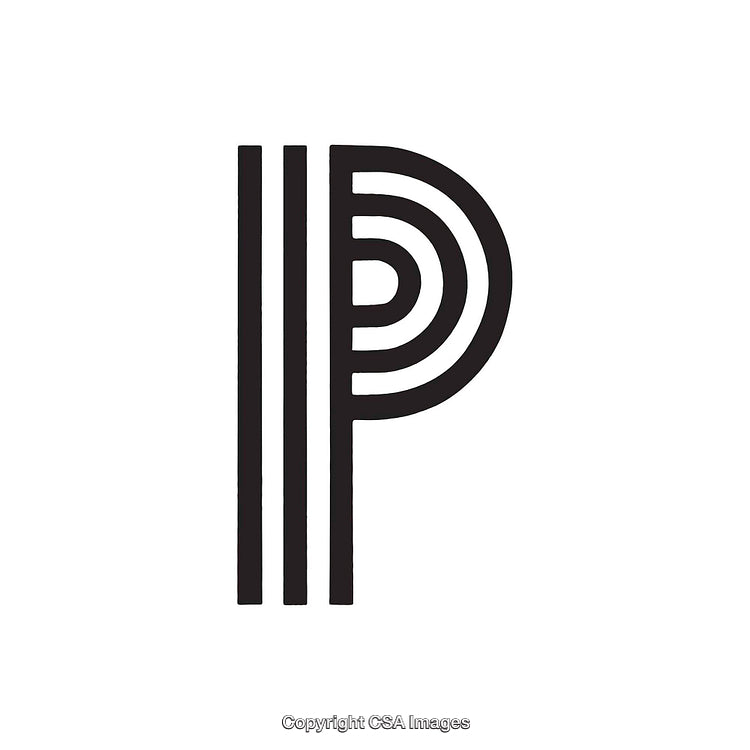 Stylized Letter P in a Minimalist Black and White Design