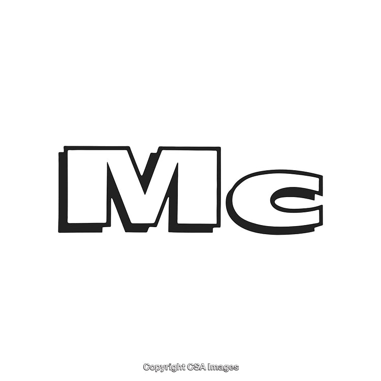 Modern Monochrome Letters Representing 'Mc' on a Simple White Background