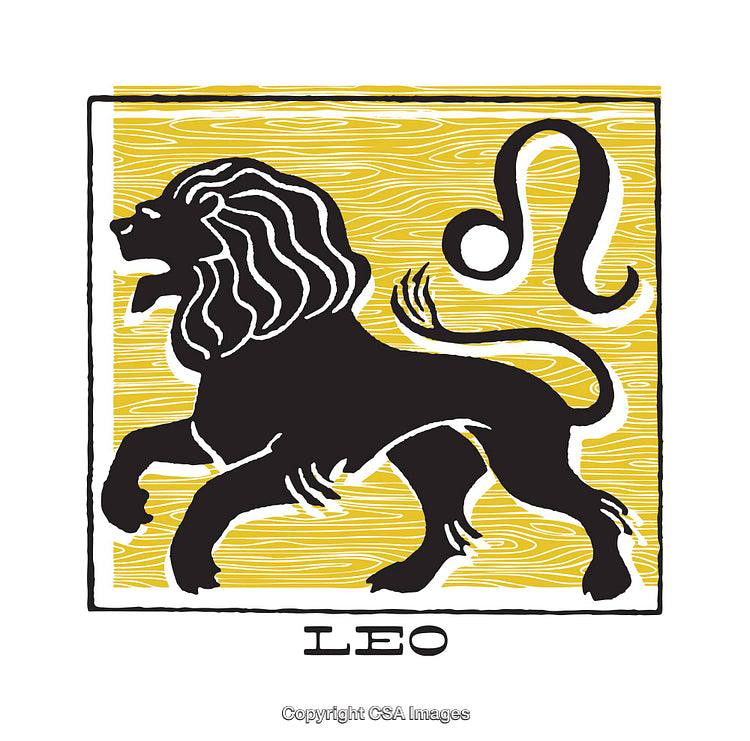 Leo Zodiac Sign Illustration Featuring Bold Lion and Yellow Background