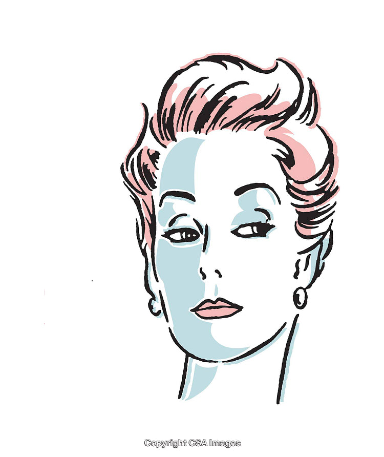 Vintage Colored Illustration of a Stylish Woman Face with Accessories