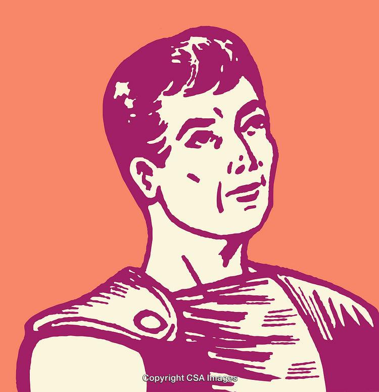 Color Line Art Illustration of a Classical Male Portrait