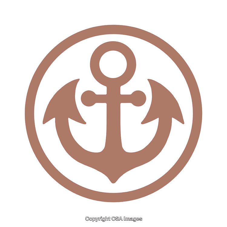 Flat Anchor Icon in Circle Outline with Nautical Theme