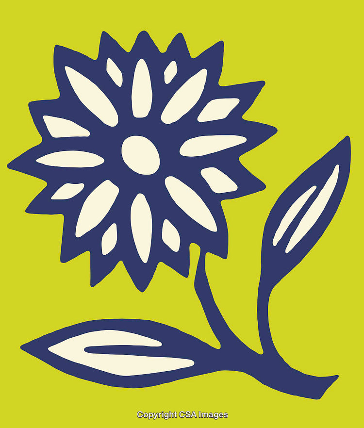 Bold Floral Line Art Illustration on Vibrant Green Background