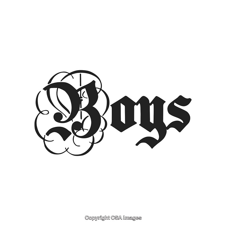 Vintage Gothic Typography Design of the Word 'Boys' in Black Ink