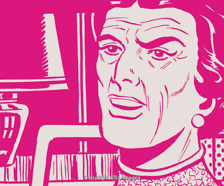 Abstract Pop Art Illustration of a Woman with Vibrant Pink and Beige Tones