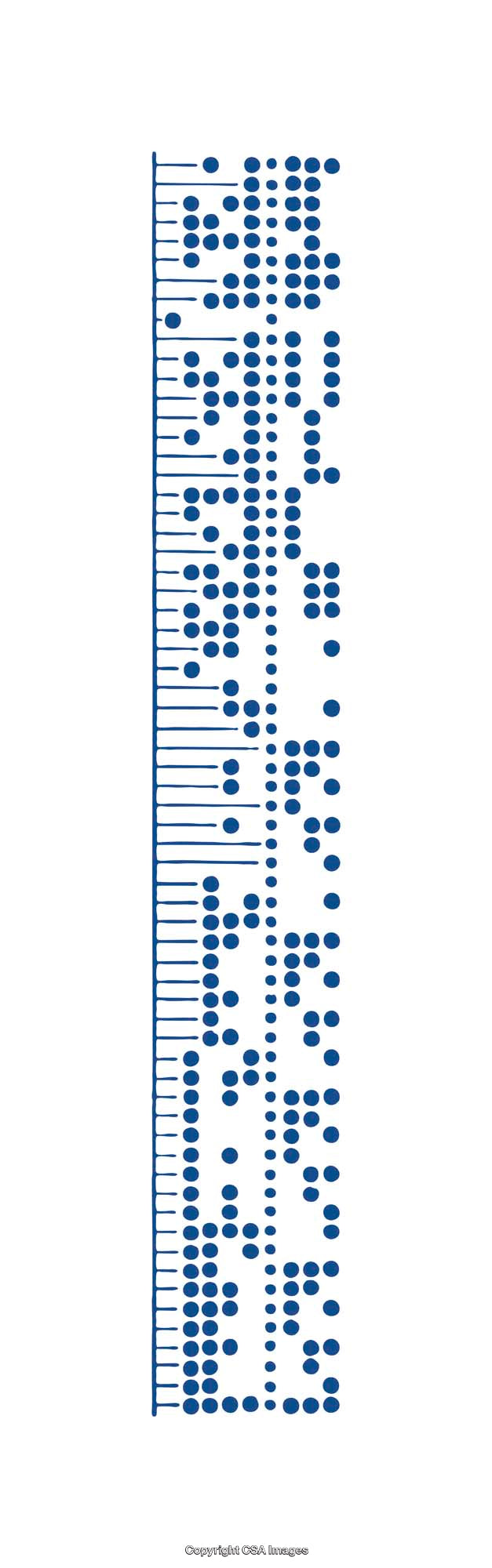 Blue Dot Matrix Diagram Representing Technical Information on White Background