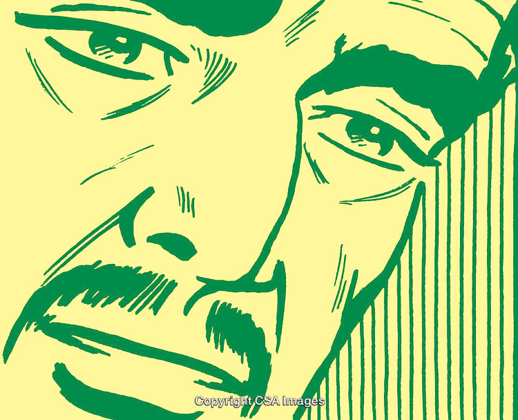 Pop Art Illustration of a Face with Graphic Details in Green and Yellow