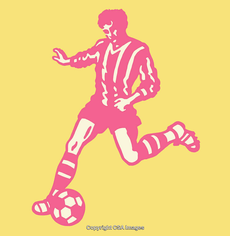 Colorful Illustration of a Football Player in Action with Soccer Ball