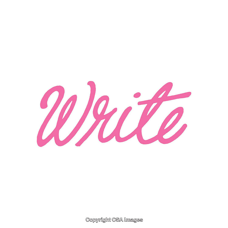 Elegant Pink Script Calligraphy of the Word 'Write' on White