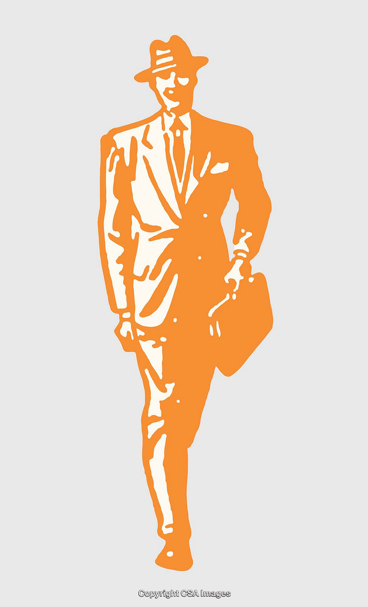Silhouetted Illustration of a Businessman Holding a Briefcase in Motion