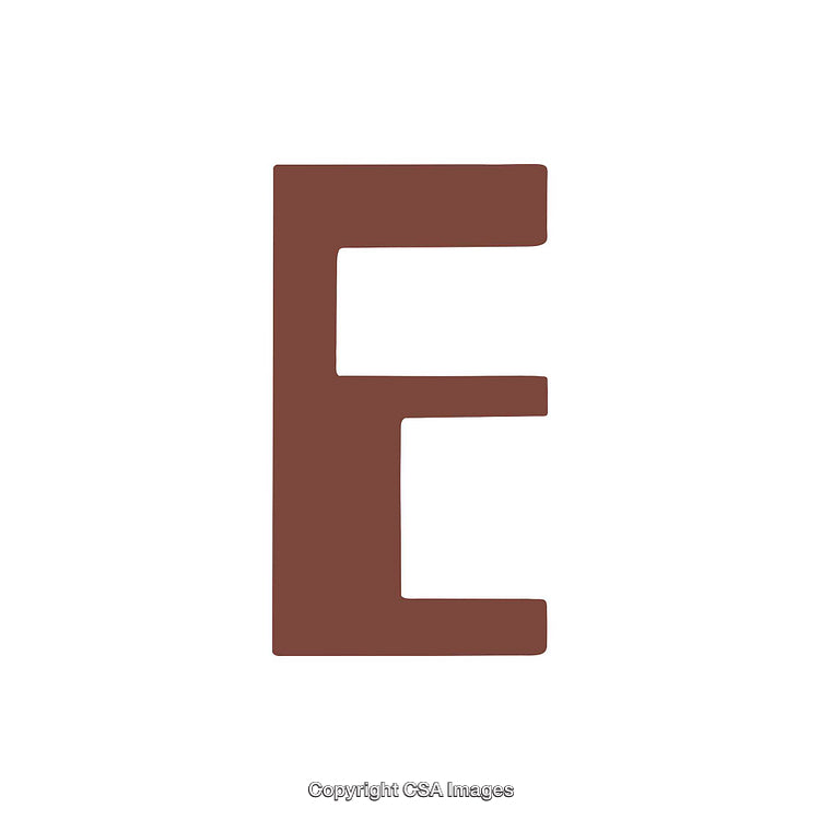 Bold Brown Letter E Isolated on a Clean White Background