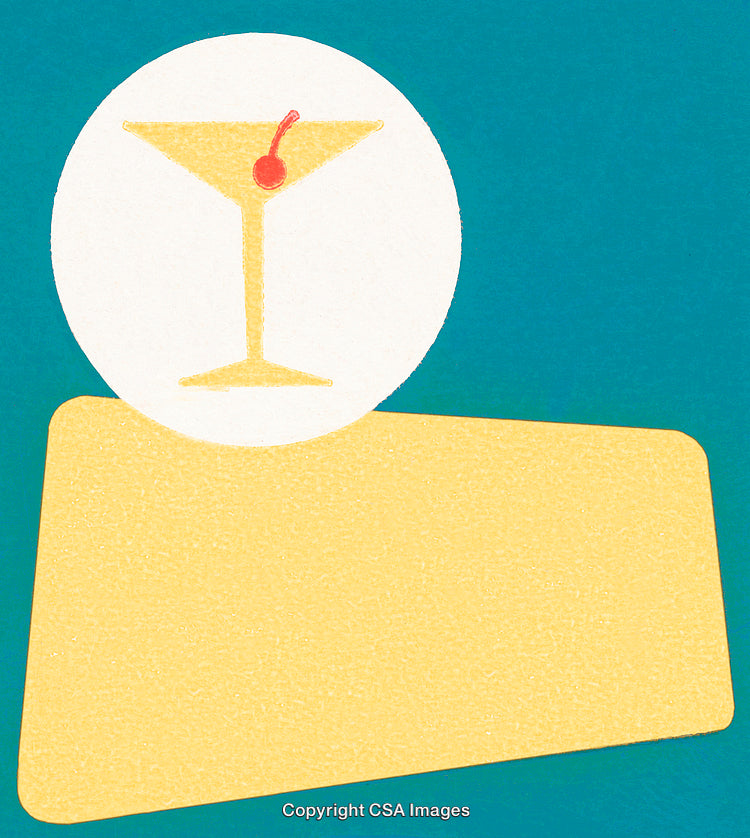 Minimalist Illustration of a Cocktail Glass with Cherry Garnish