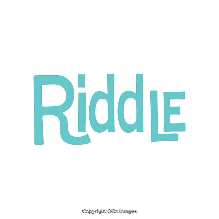 Playful Typography Illustration Featuring the Word Riddle in Light Blue Color