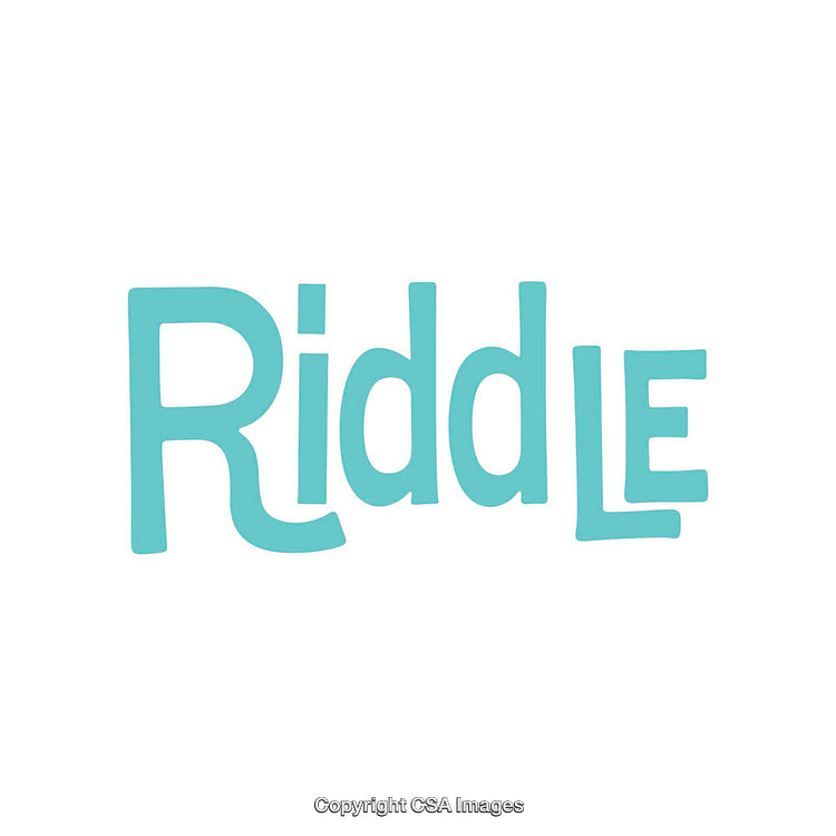 Playful Typography Illustration Featuring the Word Riddle in Light Blue Color