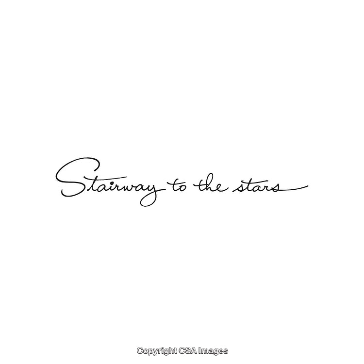 Elegant Handwritten Script with 'Stairway to the Stars' Phrase on White