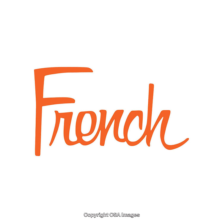 French Word in Bold Orange Script on Clean White Background