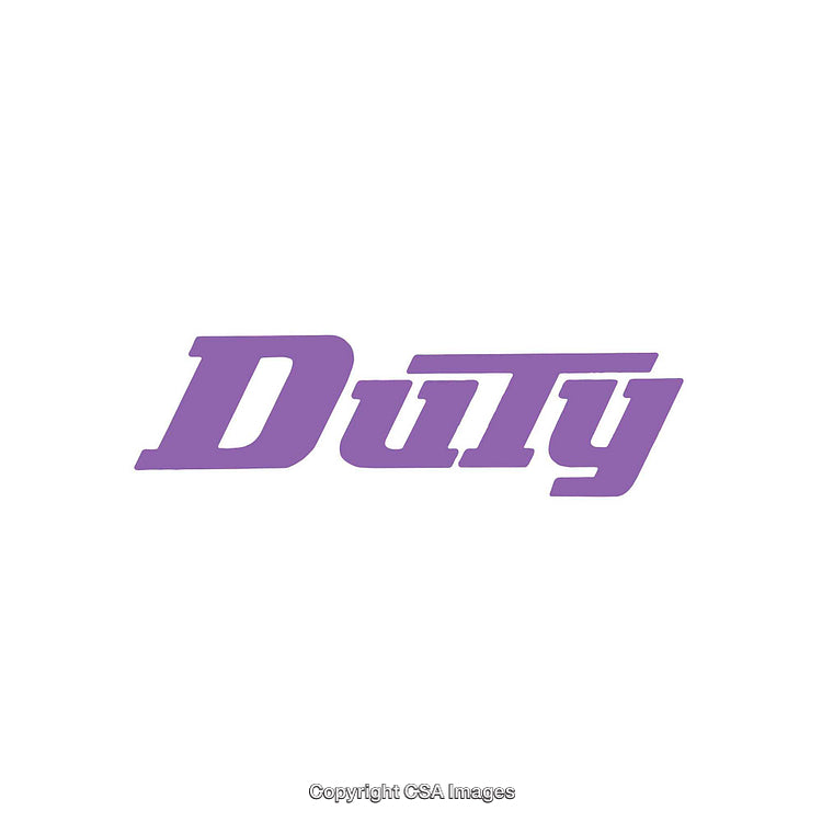 Purple Text Design Featuring the Word 'Duty' in a Bold Typeface