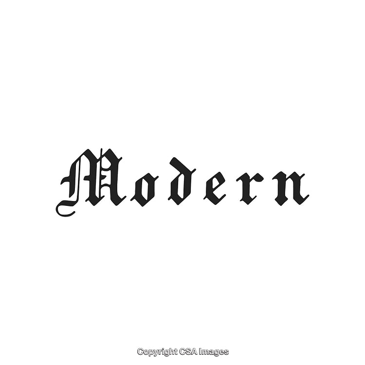 Elegant Black Letter Typography Design Spelling 'Modern' in Classic Calligraphy Style