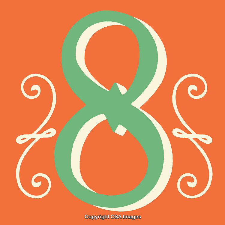 Artistic Depiction of Numeral Eight with Decorative Flourishes